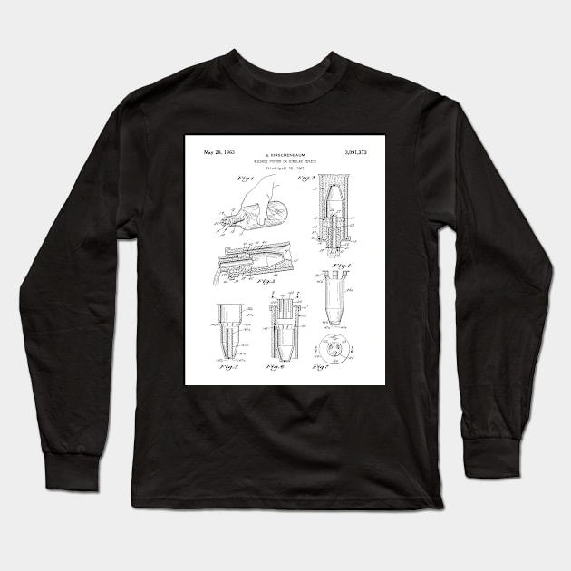 Whisky Pourer Patent - Whisky Art - Black And White Long Sleeve T-Shirt by patentpress